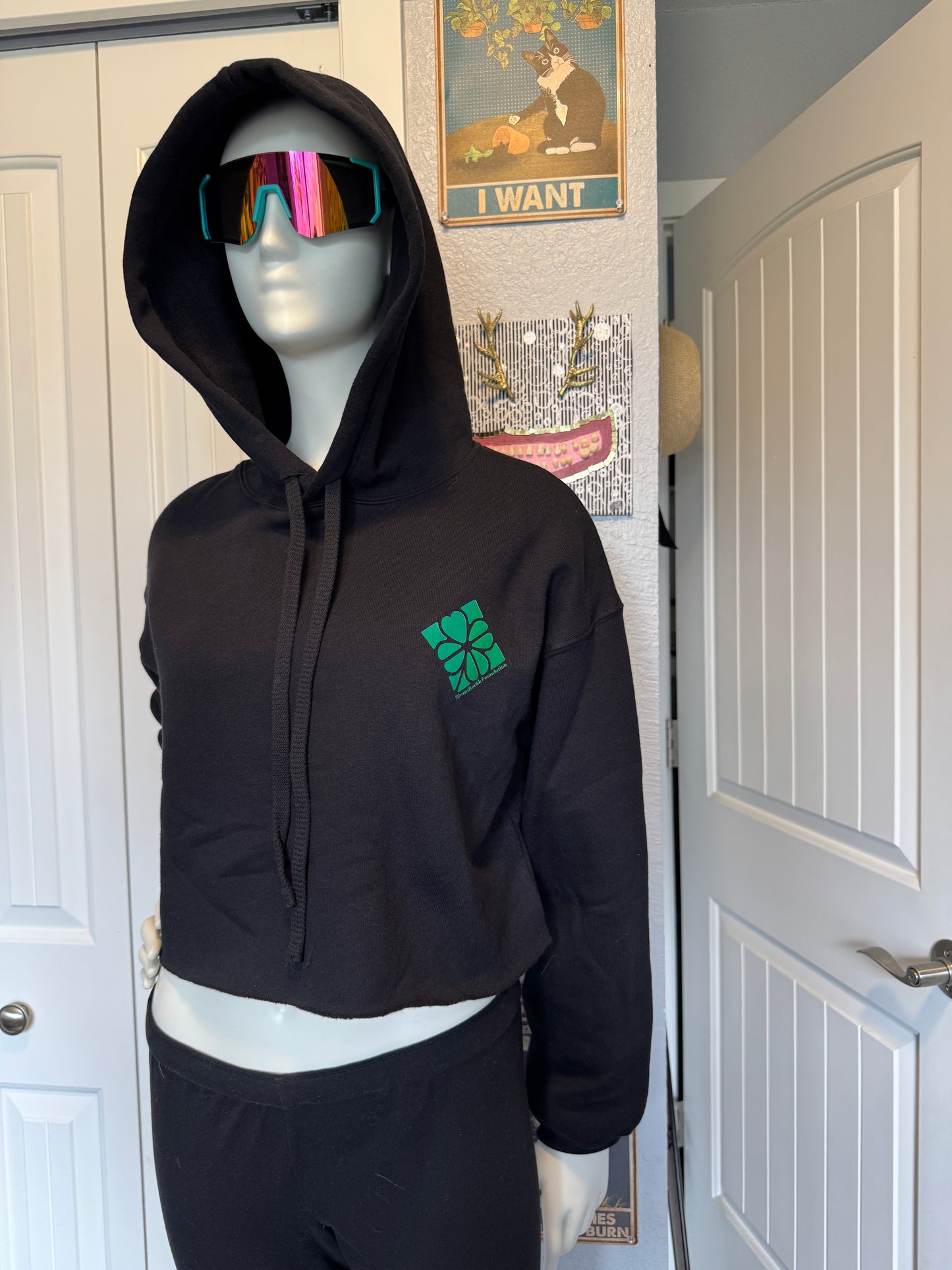 Prima II - Crop Fleece Hoodie (black)