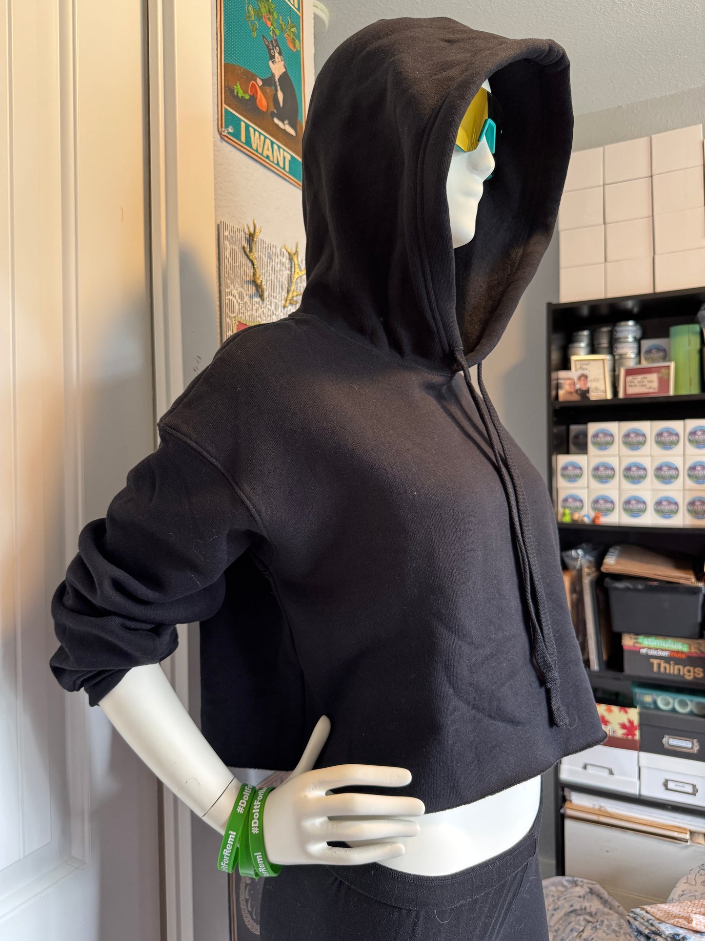 Prima II - Crop Fleece Hoodie (black)