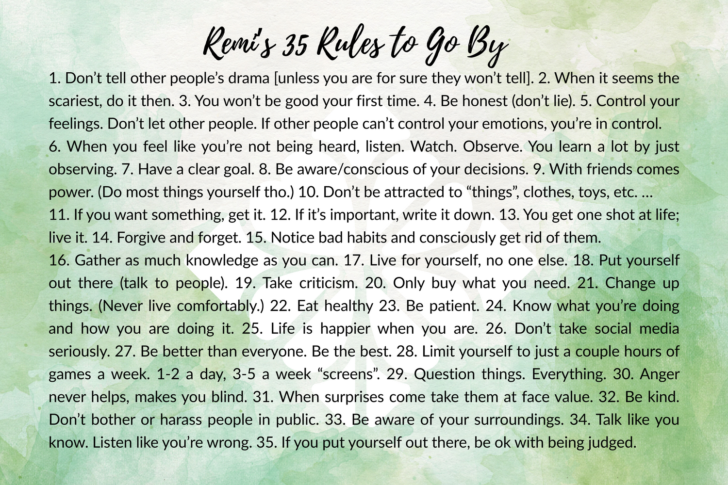 Remi's 35 Rules
